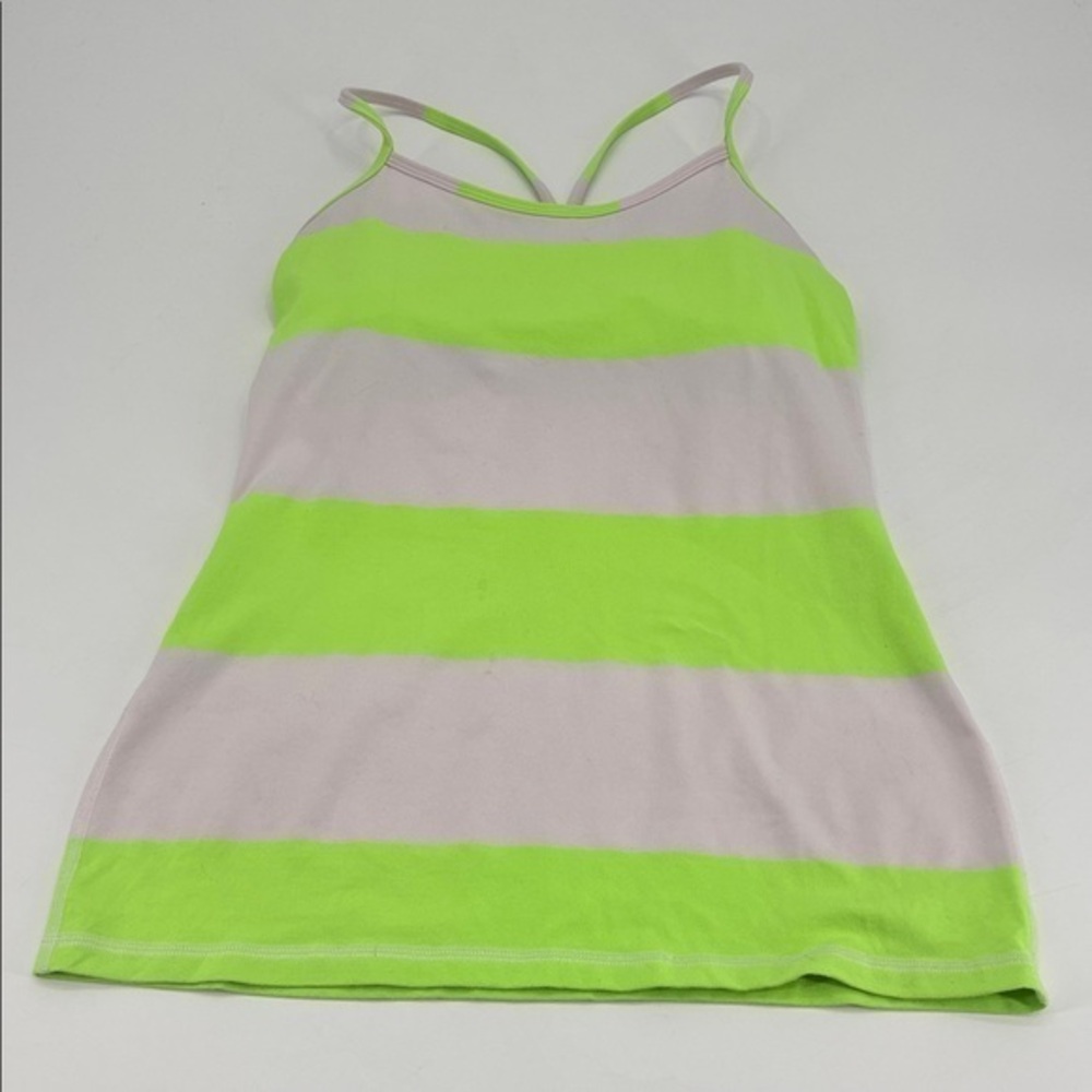 Lululemon striped t back tank with shelf bra size 8